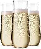 Munfix 36 Pack Stemless Plastic Champagne Flutes