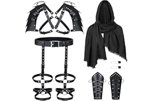 ALAMIYA Medieval Knight PU Leather Leggings Corset Belt Shawl Renaissance Shoulder Cape Scarf Bracers Accessories