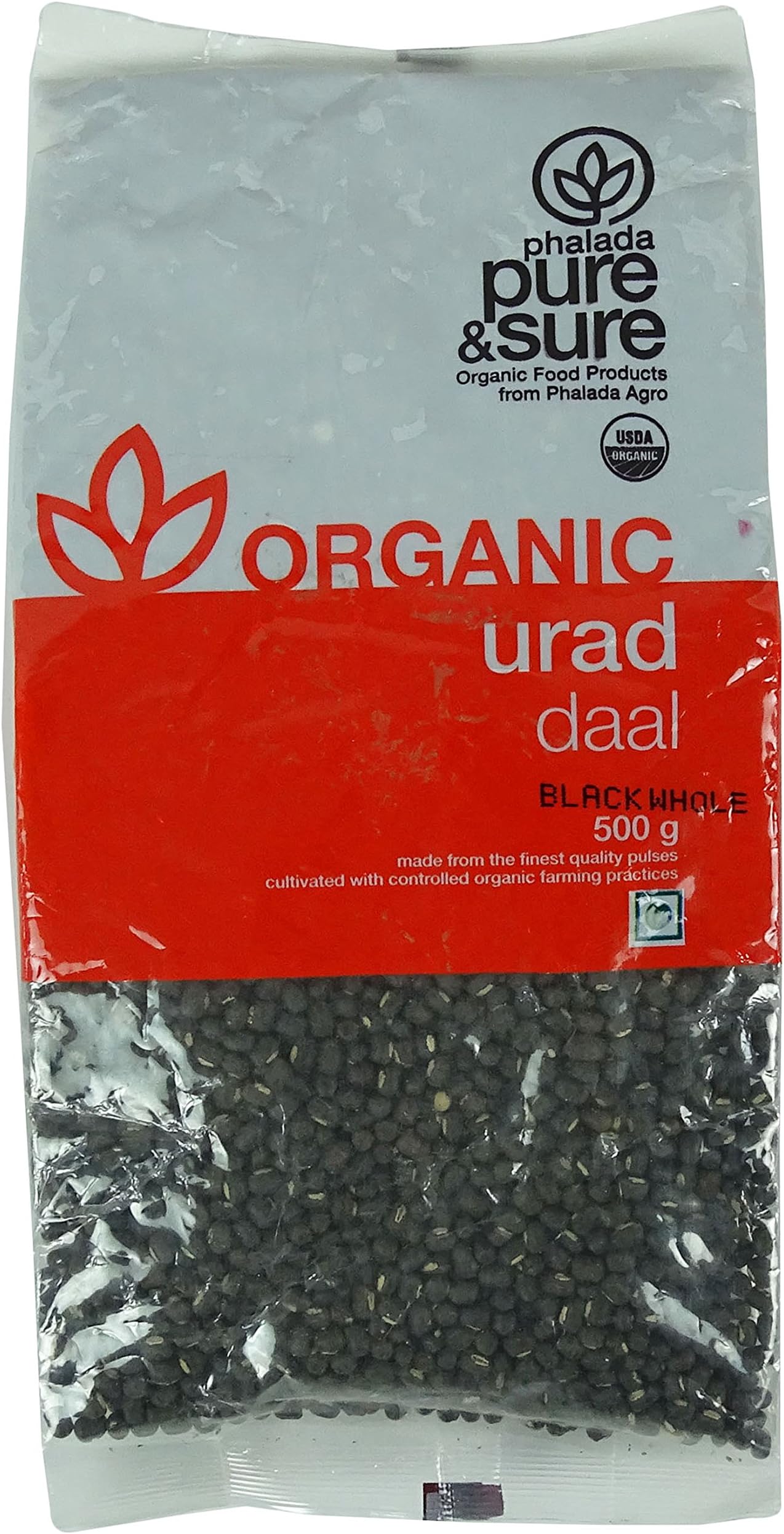 Pure & Sure Organic Whole Black Gram (Sabut Urad Dal) 17.6 Ounce - USDA Certified