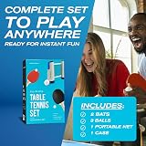 PRO-SPIN Portable Ping Pong Set with Retractable Net 2-Player Red view 2