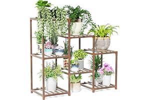 Blvornl Plant Stand Indoor Outdoor, 3 Tiers 7 Pots Ladder Corner Wood Plant Rack Holder Tiered Plant Shelf, Flower Pots Assembled Plant Stand for Patio Lawn Window Balcony Living Room Hallway Garden