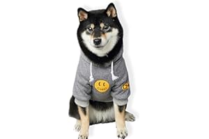 ChoChoCho Smiley Dog Hoodie Stylish Dog Clothes Smiley Face Sweater Cotton Sweatshirt Fashion Outfit for Dogs Cats Puppy Small Medium Large (M, Grey)