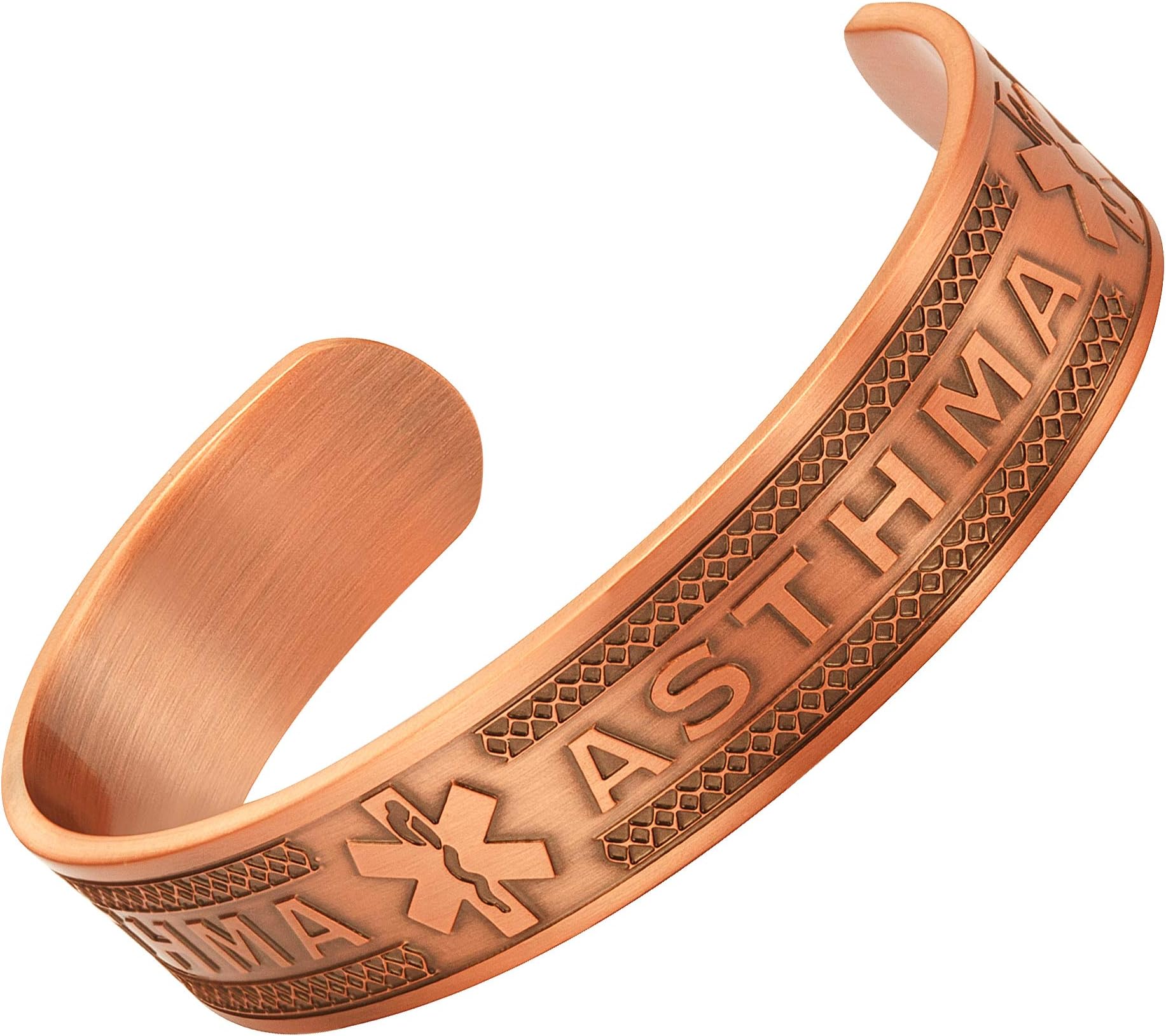 Agneti Asthma Pure Copper Medical Alert ID Bangle Bracelet for Men and Women with Free Medical Card