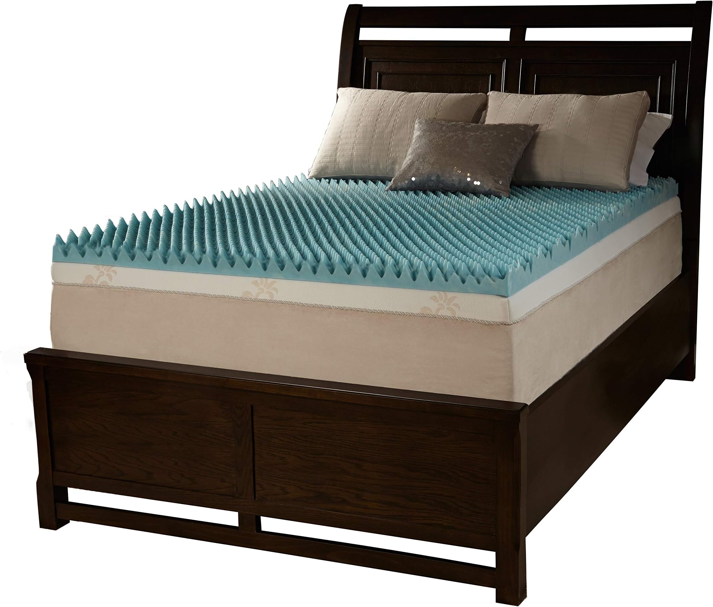 Simmons Beautyrest Comforpedic Loft from Beautyrest 4-inch Sculpted Gel Memory Foam Mattress Topper Blue/White Queen