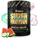 ALPHA LION Superhuman Pump Pre Workout Powder, Caffeine Free & Stim Free Preworkout Supplement, Nitric Oxide Booster, Muscle Gainer, Energy & Focus (42 Servings, Muscle Melon Flavor)