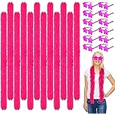 Panitay 24 Pcs 5 Ft Feather Boas and Sunglasses Set Artificial Fluffy Boas for Bachelorette Party Women Halloween (Hot Pink, Dark Purple,Star)