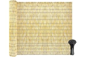 SOULITEM Natural Reed Fencing Rolls: Privacy Bamboo Fence 3/4/5/6ft High Roll Reed Screen, Decorative Bamboo Fencing for Outdoor Balcony Patio Garden Backyard,with Cable Zip Ties(Nature, 2x6.6ft)