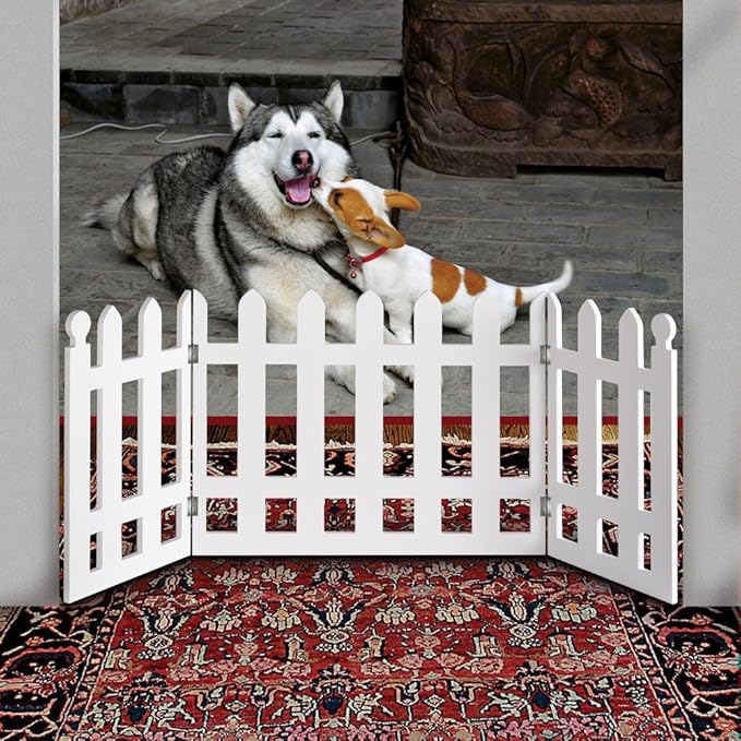white picket fence folding pet gate