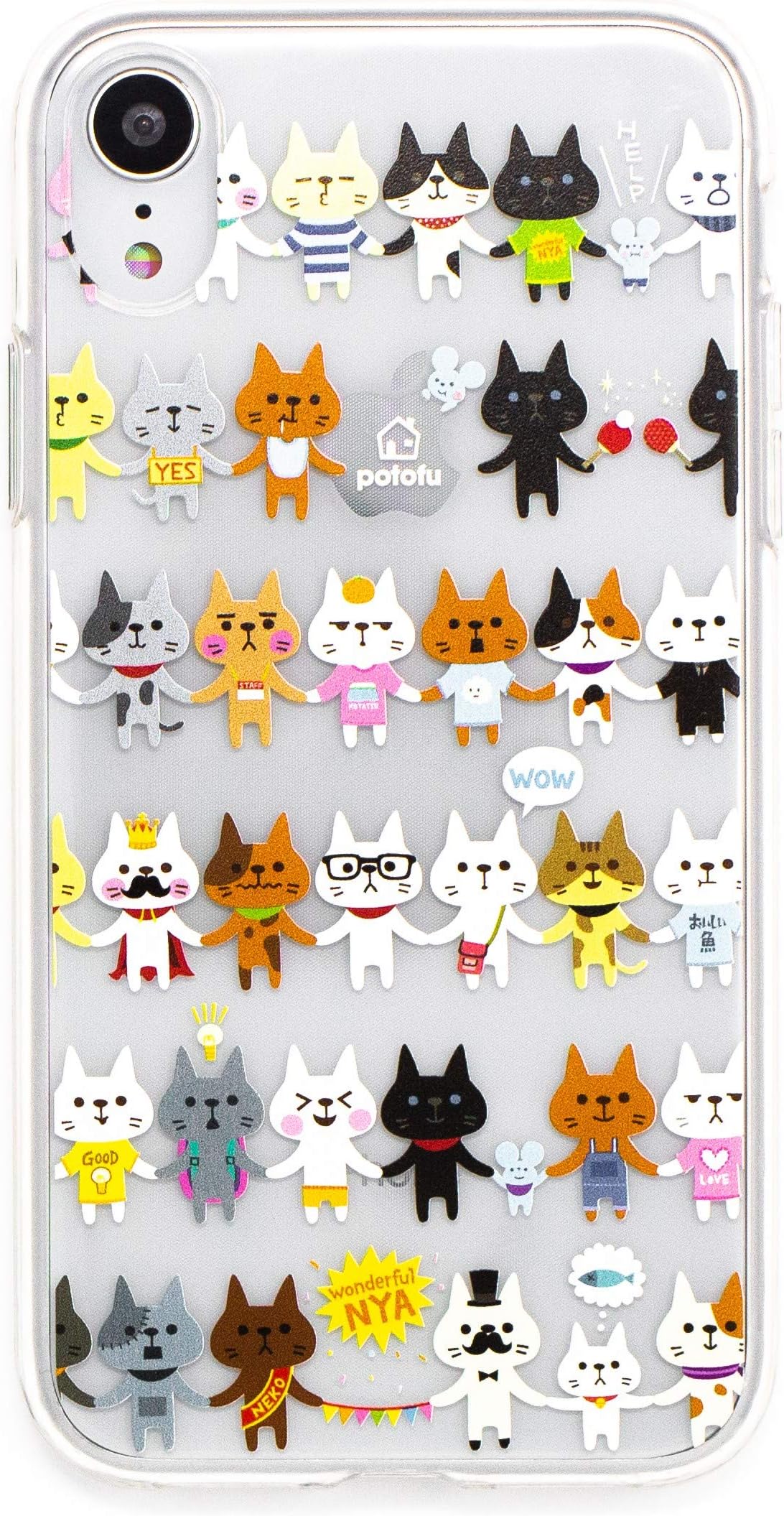 iPhone XR Case, Made in Japan Cute Soft Clear TPU Case Potofu Cats for iPhone XR