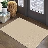 EARTHALL Washable Area Rug 2x3 Ft Non Slip Rugs for Entryway Braided Small Throw Rugs with Rubber Backing Door Mat Indoor Outdoor Entrance Rug for Kitchen Foyer Front Door, Golden Beige/White