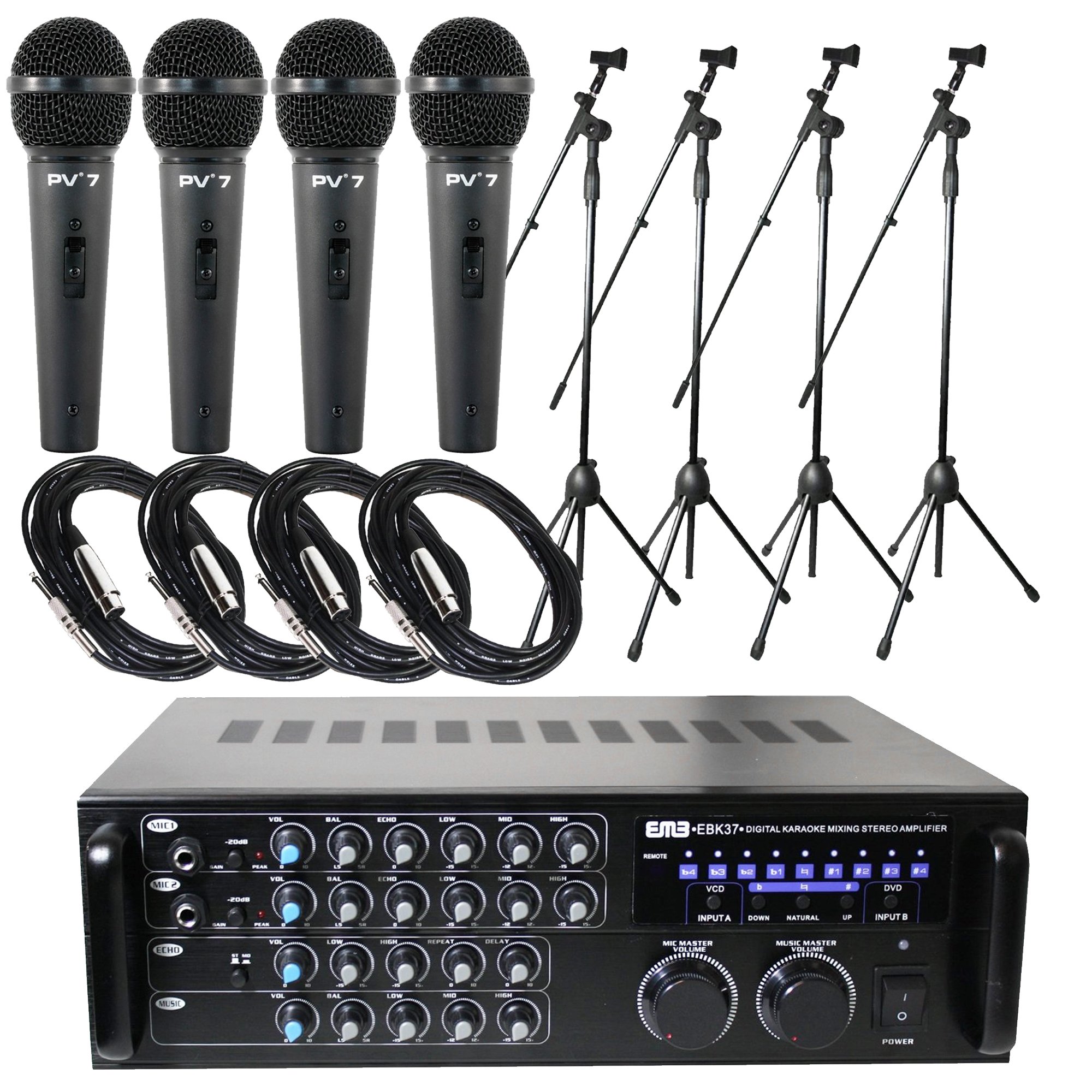 Package Bundle EMB EBK37 Pro 700watt Digital Karaoke Mixer Stereo