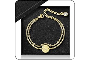 MARGELIFE 18K Dainty Gold Plated Stackable Bracelets for Women, Gold Initial Bracelets, Personalized Gift for Women Girl