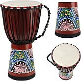 GOGHOST Wood Djembe Drum African Drums for Adults 10'' x 19'', Painted | Handmade West African Mahogany Djembe with Goatskin Drumhead Hand Drum Musical Instruments for Beginners, (Colorful)