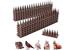 Granmira 12Pack Plastic Bird Spikes,Pigeon Spikes,Blocking Little Robin, Pigeon, Squirrel, Raccoon, cat.Easy Installation Bird Deterrent Spikes use for Balcony Courtyard Outdoor Roof (Brown)