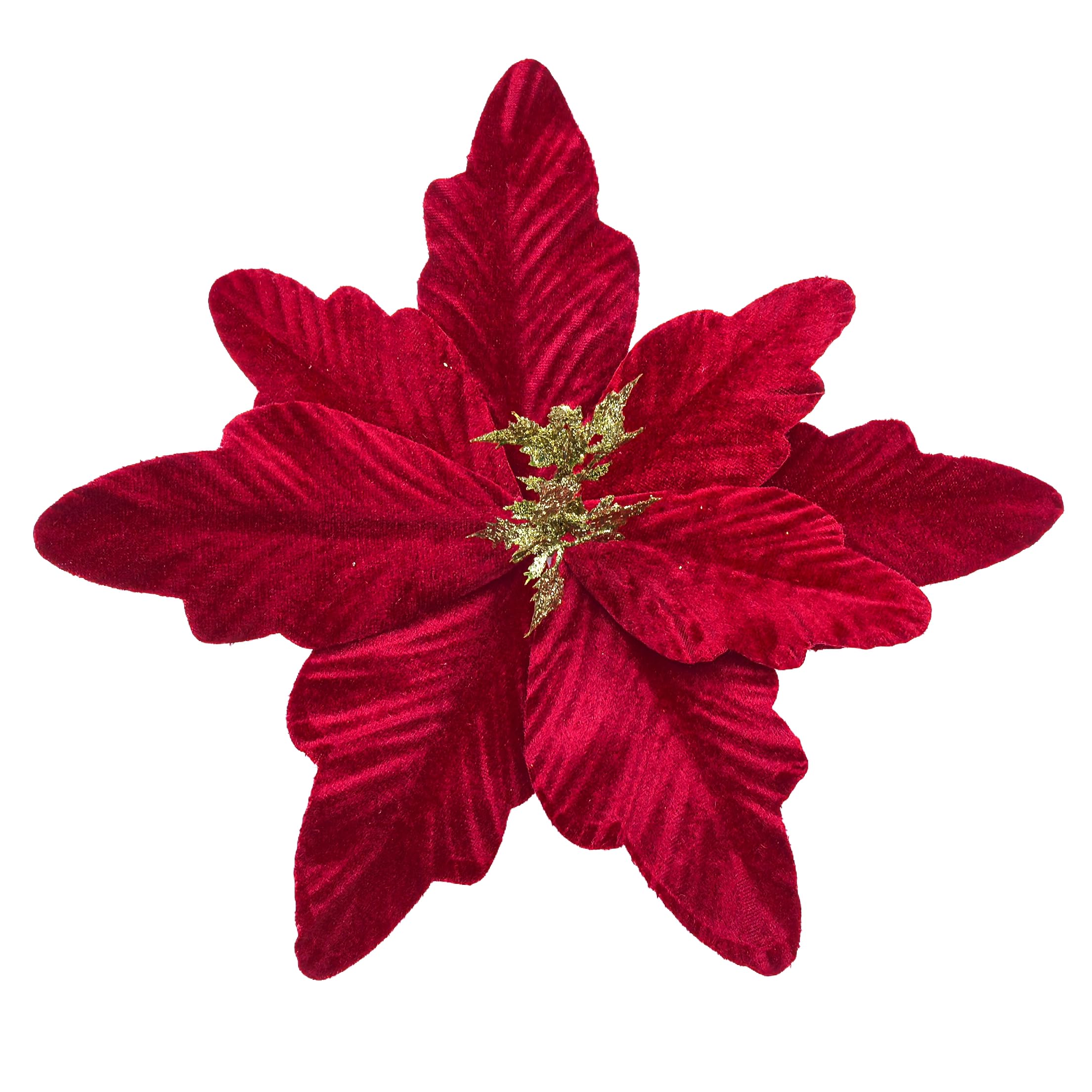 M2cbridge Large Christmas Poinsettia Glitter Foldable Floral Picks Stems for Christmas Tree Decorations Wedding Centerpiece (6pcs Wine Red)