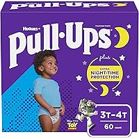 Pull-Ups Night-Time, 3T-4T (32-40 lb) Disposable Potty Training Pants for Toddler Boys, 60 Count