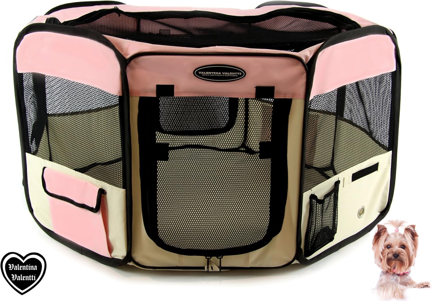 FABRIC FOLDABLE PET PLAY PEN Medium Playpen Pink M Amazon.co.uk