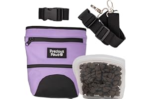 Precious Paws Dog Treat Bag - Large Dog Pouch with Silicone Insert and Magnetic Closure for Easy Dog Training and Treat Storage - Dog Poop Bag Holder - Dog Treat Pouches