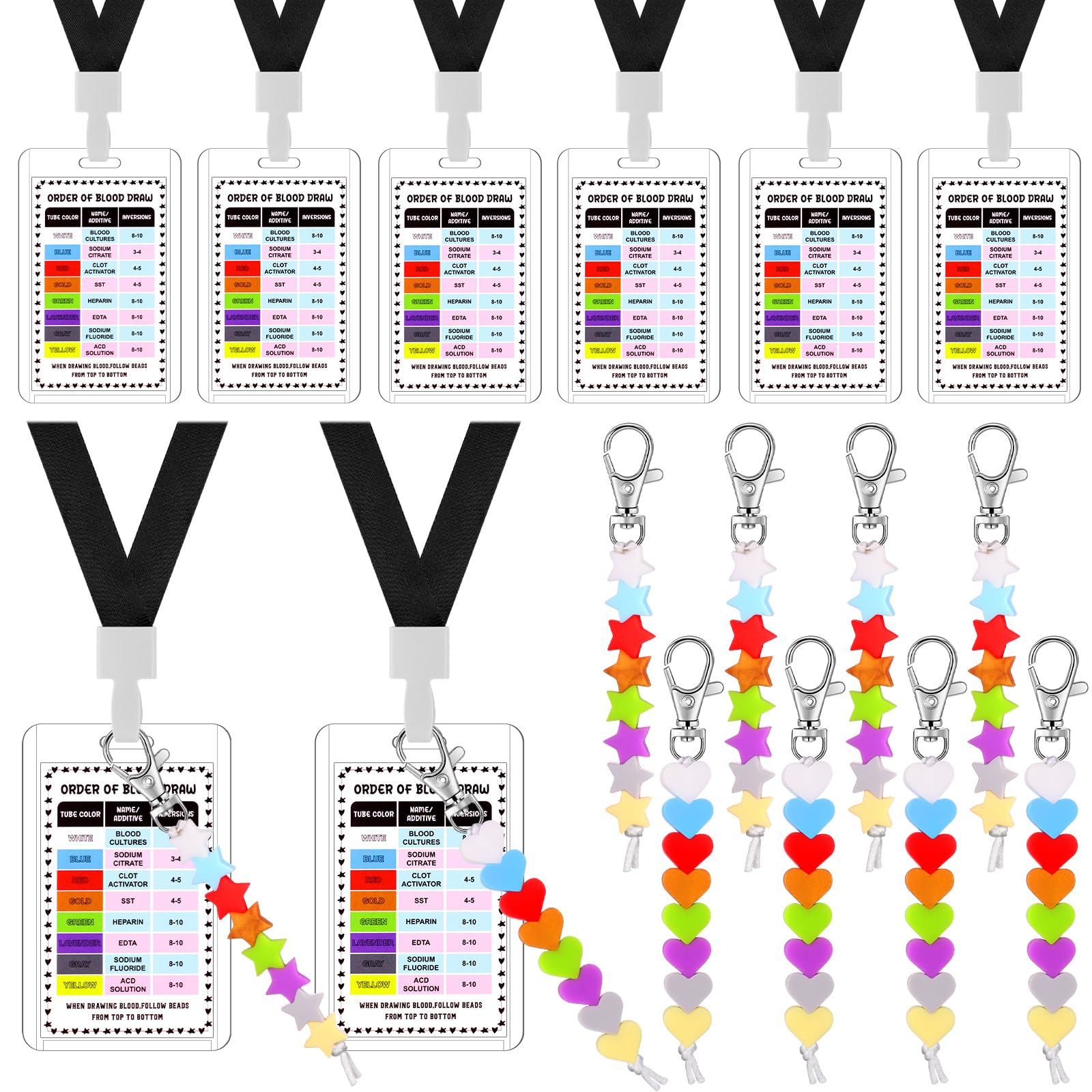 Youdaju 24 Pcs Phlebotomy Order Of Draw Kit - Beads, Reference Cards & Lanyards For Nurses & Students - View #2