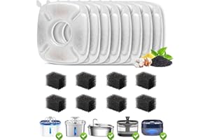Cat Water Fountain Filter, Compatible with Veken 95 oz/2.8 L Pet Cat Fountain Replacement Filter and Pre-Filter Sponge (8+8 P