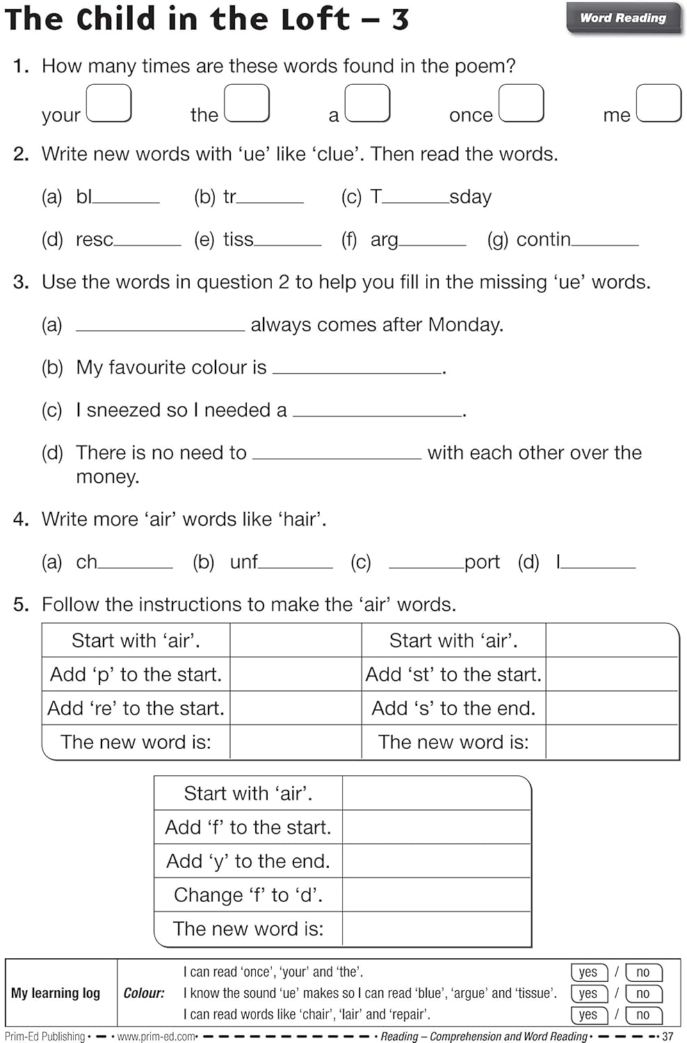 Reading Comprehension and Word Reading Year 1 BigaMart