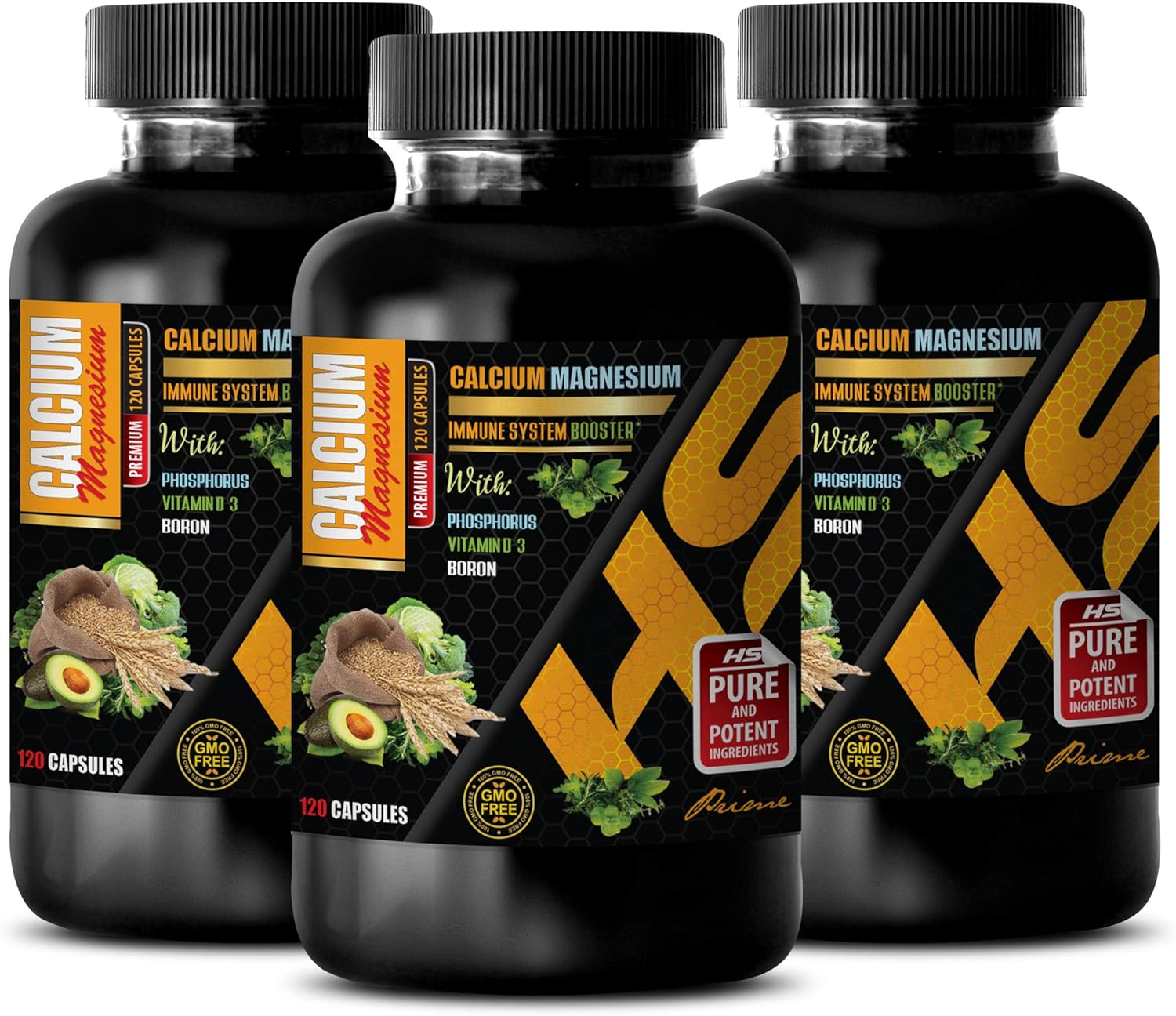 Amazon Com Calcium Magnesium D3 Premium Calcium Magnesium Bone Health Men Immune Booster Supplements 3 Bottles 360 Capsules Health Personal Care