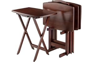 Contemporary Home Living Set of 4 Rich Walnut Oversize Folding Snack Table 25.5"