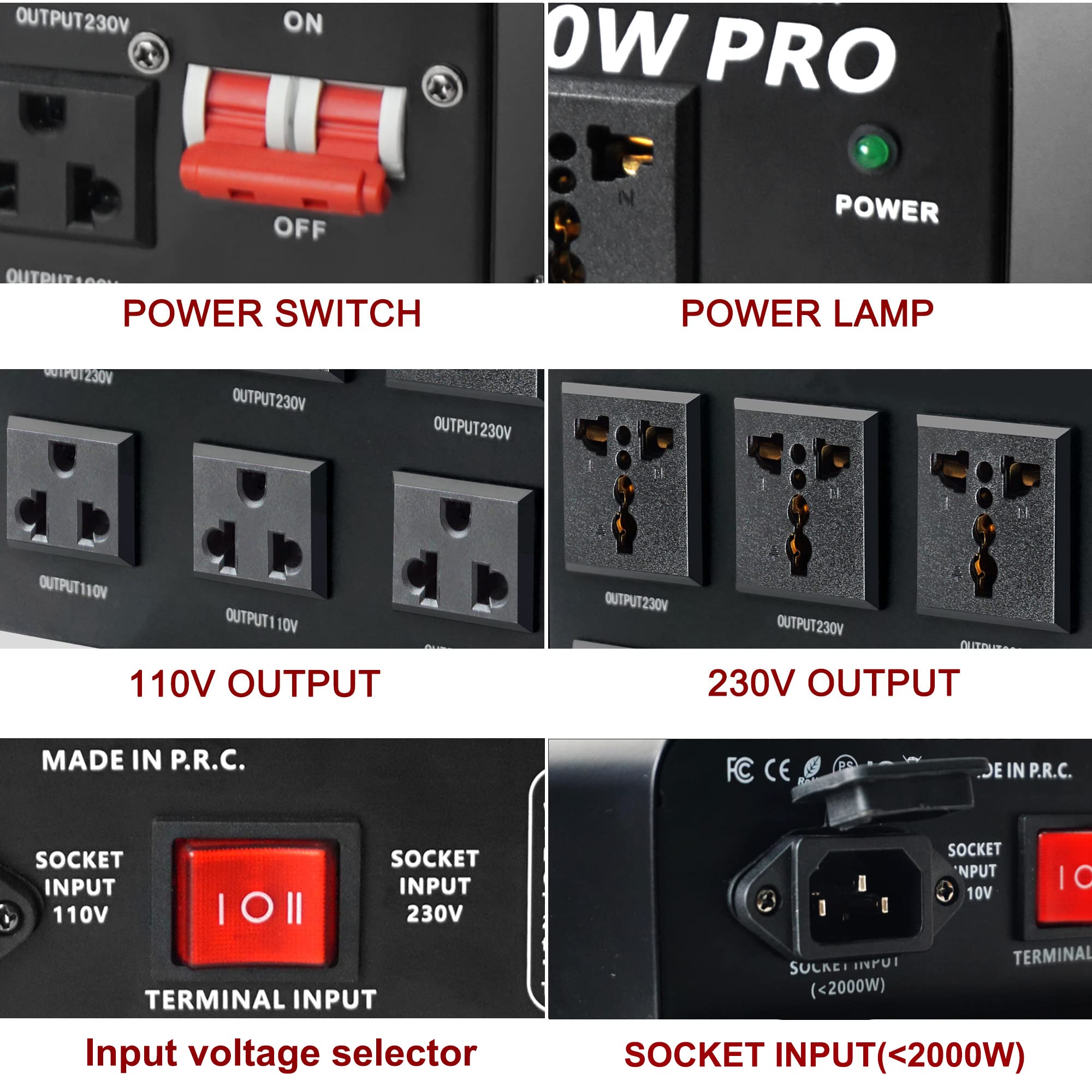 Yinleader 5000W PRO Voltage Transformer Converter Step Up/Down AC 110V/120V to 220V/240V or 220V/240V to 110V/120V Power Converter w/US Standard Power Cord,Circuit Breaker Protection