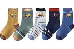 SATKELA Baby Boys Socks 1-10 Years Cotton Crew Dinosaur Car Toddler Socks Cartoon Funny Dress Socks