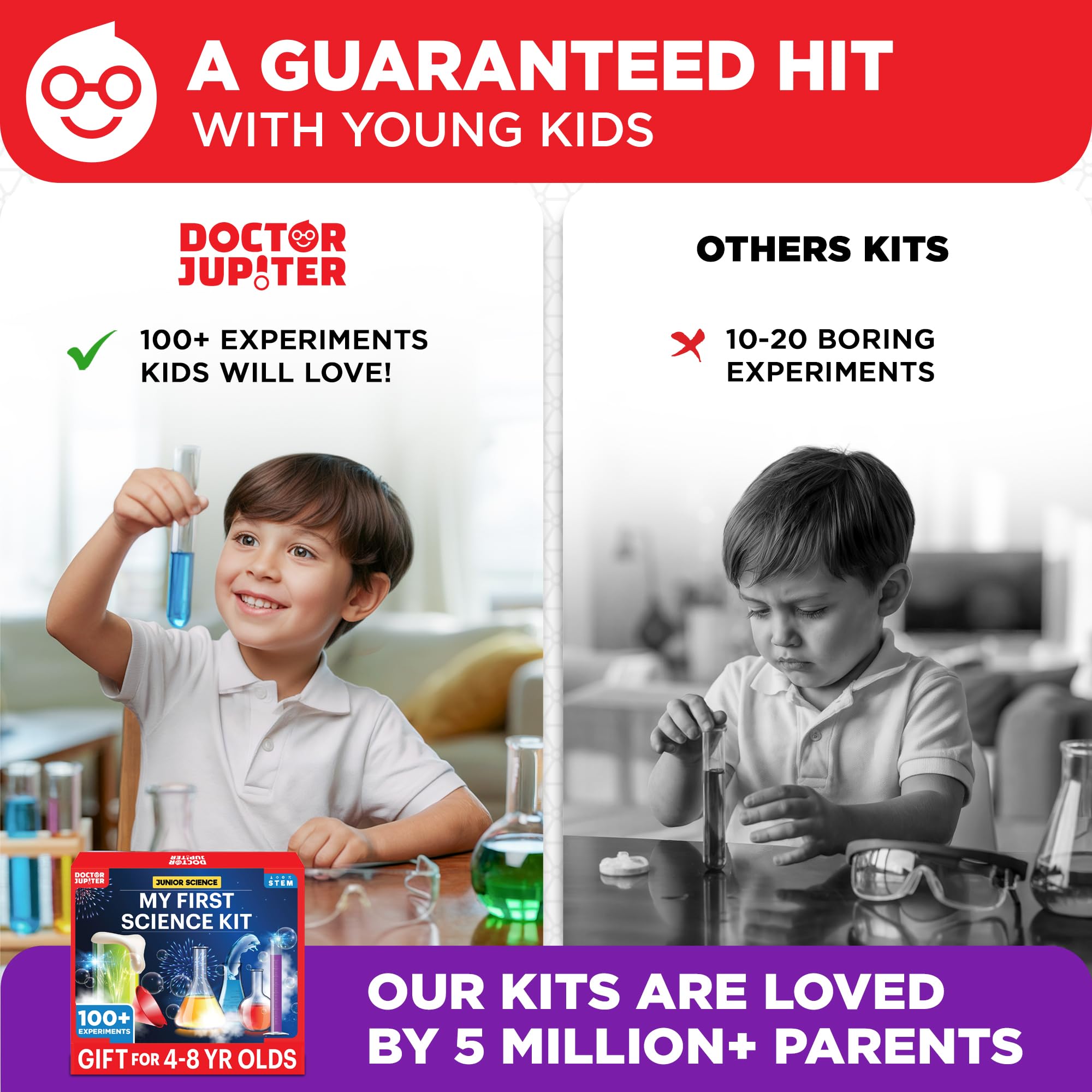 Doctor Jupiter My First Science Kit for Kids Ages 4-5-6-7-8 | Christmas, Birthday Gift Ideas for 4+ Year Old Boys & Girls | Toy Stem Kit with 100+ Experiments | Learning & Educational Projects