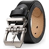 JingHao Belts for Men Big and Tall,Mens Belt Leather for Casual Jeans Dress Work All Size 28"-64" Black Brown Width 1.45"