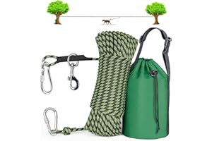 Tresbro Dog Camping Leash, 50ft/75ft/100ft Trolley System for Dogs up to 300lbs, Portable Lightweight Runner Lead for Yard, Reflective Dog Tie Out Cable for Camping, Courtyard, Park, Outside