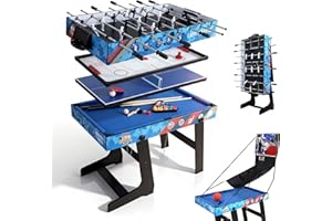 5 in 1 Multi Game Table, Combo Game Table Set for Home, Game Room, Friends & Family, Portable Table Air Hockey, Foosball, Poo