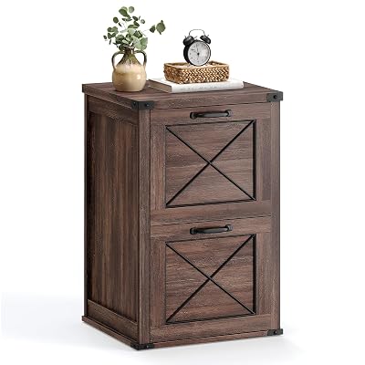 VASAGLE File Cabinet, Filing Cabinet with 2 File Drawers, Printer Stand, Fit A4, Letter Size, Hanging File Folders, Modern Farmhouse Style, for Home Office, Maroon Brown UOFC048K01