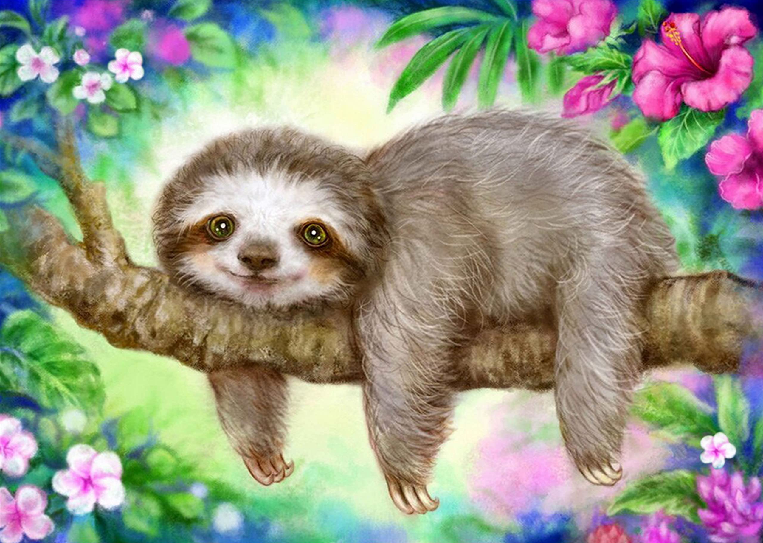 5D Diamond Painting Kits, DIY Diamond Painting Art Adults Kids Gifts, Full Drill Crystal Rhinestone Painting Diamond Embroidery Paintings Arts for Home Wall Decor ( Sloth 40x30cm)