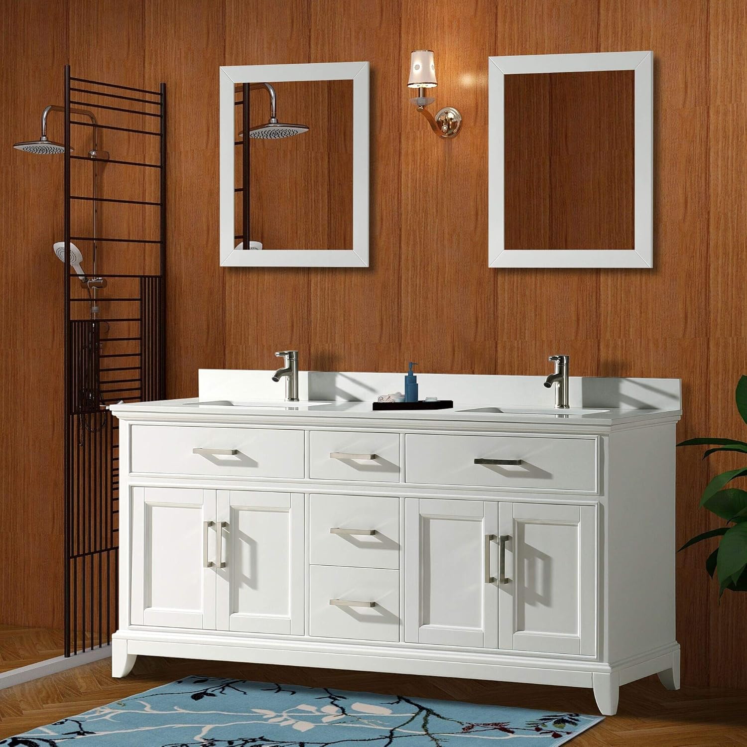 Vanity Art 72 Inch Double Sink Bathroom Vanity Set Soft Closing Doors Undermount Rectangle Sinks With Two Free Mirror Super White Phoenix Stone Va1072 De Bathroom Sink Vanities Accessories Bathroom Fixtures Malibukohsamuicom