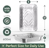 Zuvo 50 Large Aluminium Foil Food Container with Lid 600ml Silver view 2