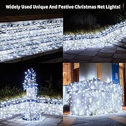 Dirnun Led Christmas Net Lights White Outdoor