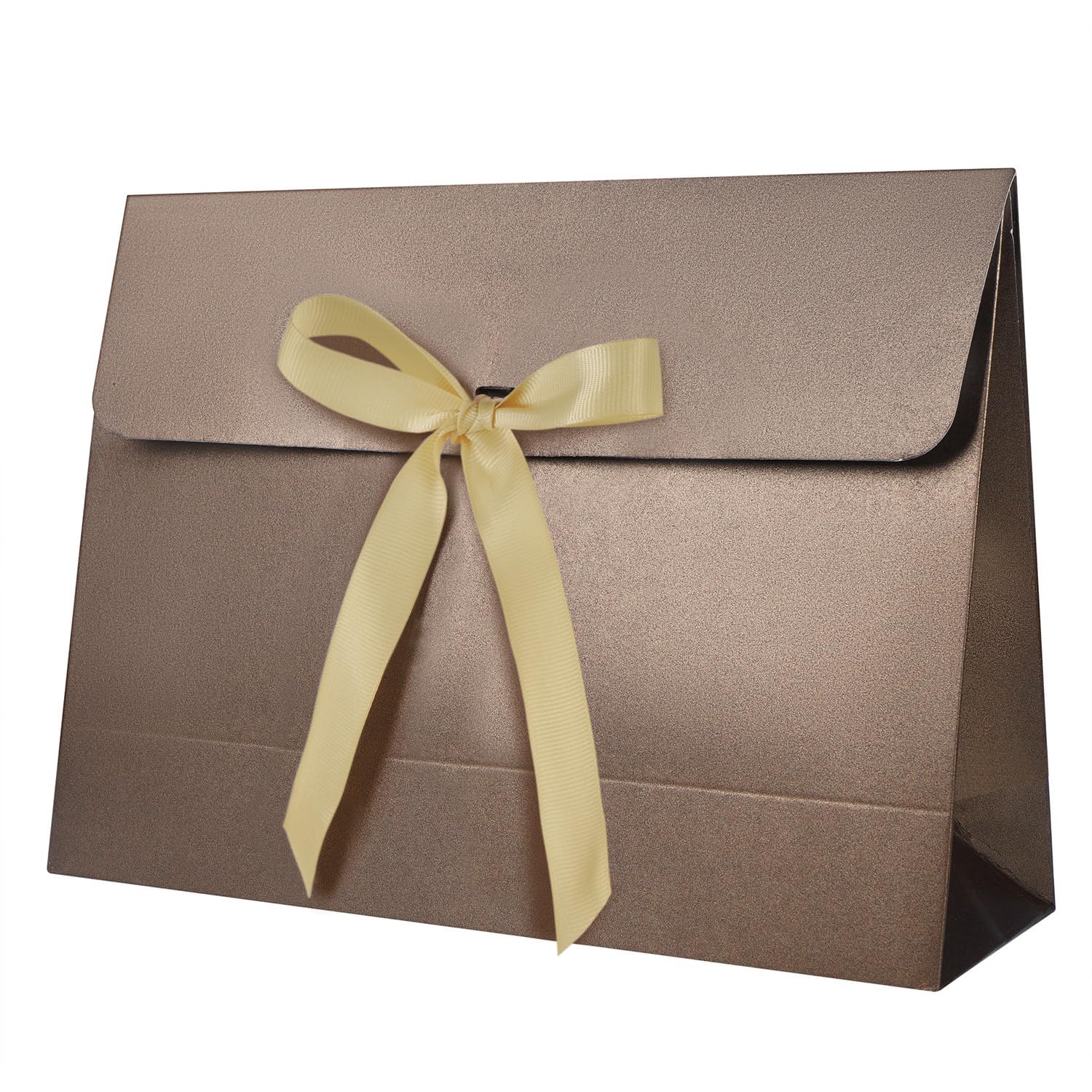10Pcs Large Envelope Gift Box Present Bag, Cardboard Gift Box 29 * 20 * 9 cm with Lid & Satin Decorative Ribbon, Textured Christmas Birthday Present Boxes for Dress, Shirt, Scarf, Book, Accessories