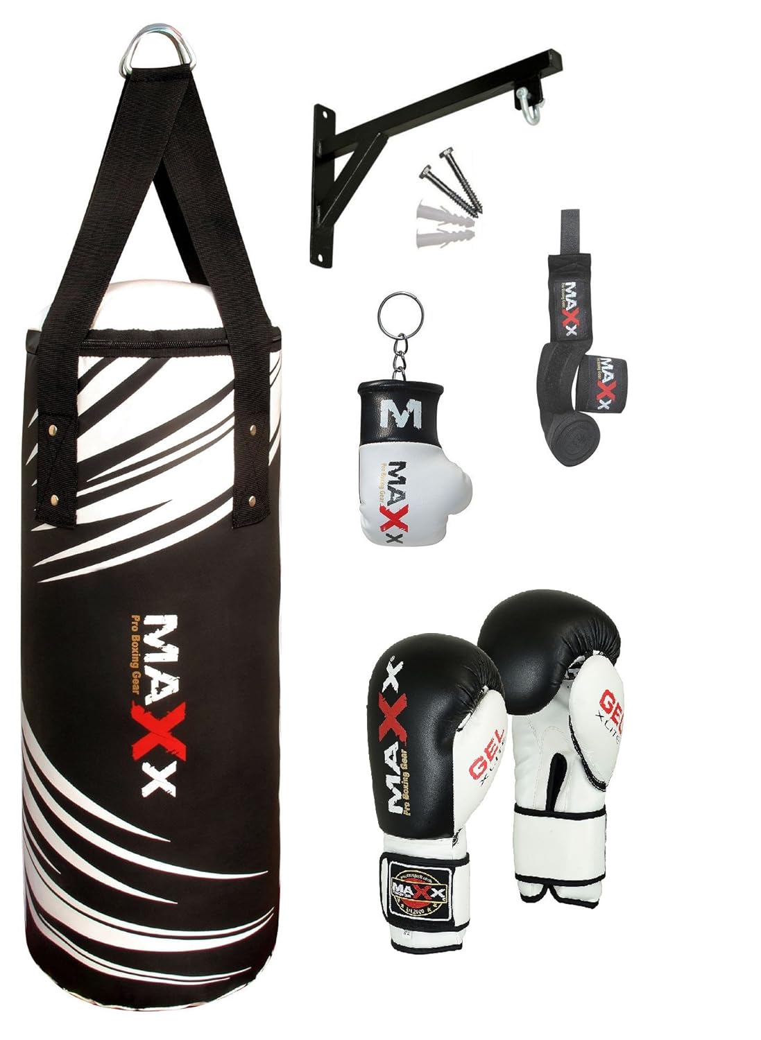 Maxx Junior punch bag set with 6oz gloves, hook or bracket, kids boxing , mma training (Bag Set
