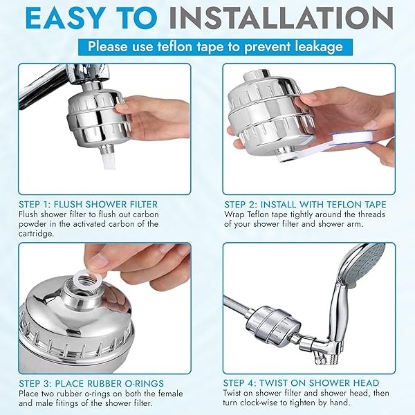 EVERGLOW HIGH-OUTPUT SHOWER FILTER, 100% REMOVES CHLORINE, MOISTURIZES DRY ITCHY SKIN, SKIN AND HAIR, HELPS WITH DANDRUFF, ECZEMA AND VITAMIN C INFUSED AND WATER SOFTENER, 4.7” – CHROME