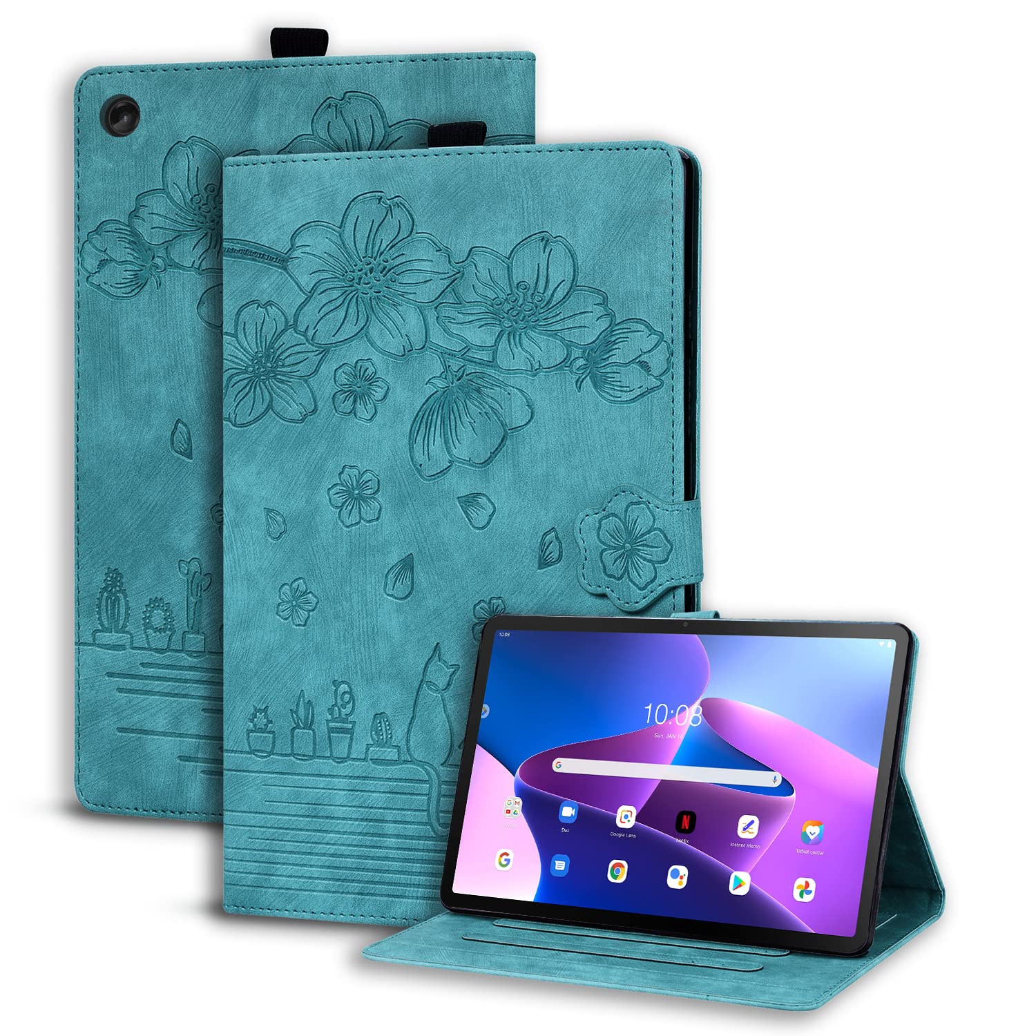 Succtopy Case Lenovo Tab M10 Plus 3rd Gen 10.6 Inch 2022,Folio Flip PU Leather Cover with Pen Holder,Protective Tablet Case with Stand Function Lenovo Tab M10 plus 10.6 3rd Gen TB125/TB128,Light Green