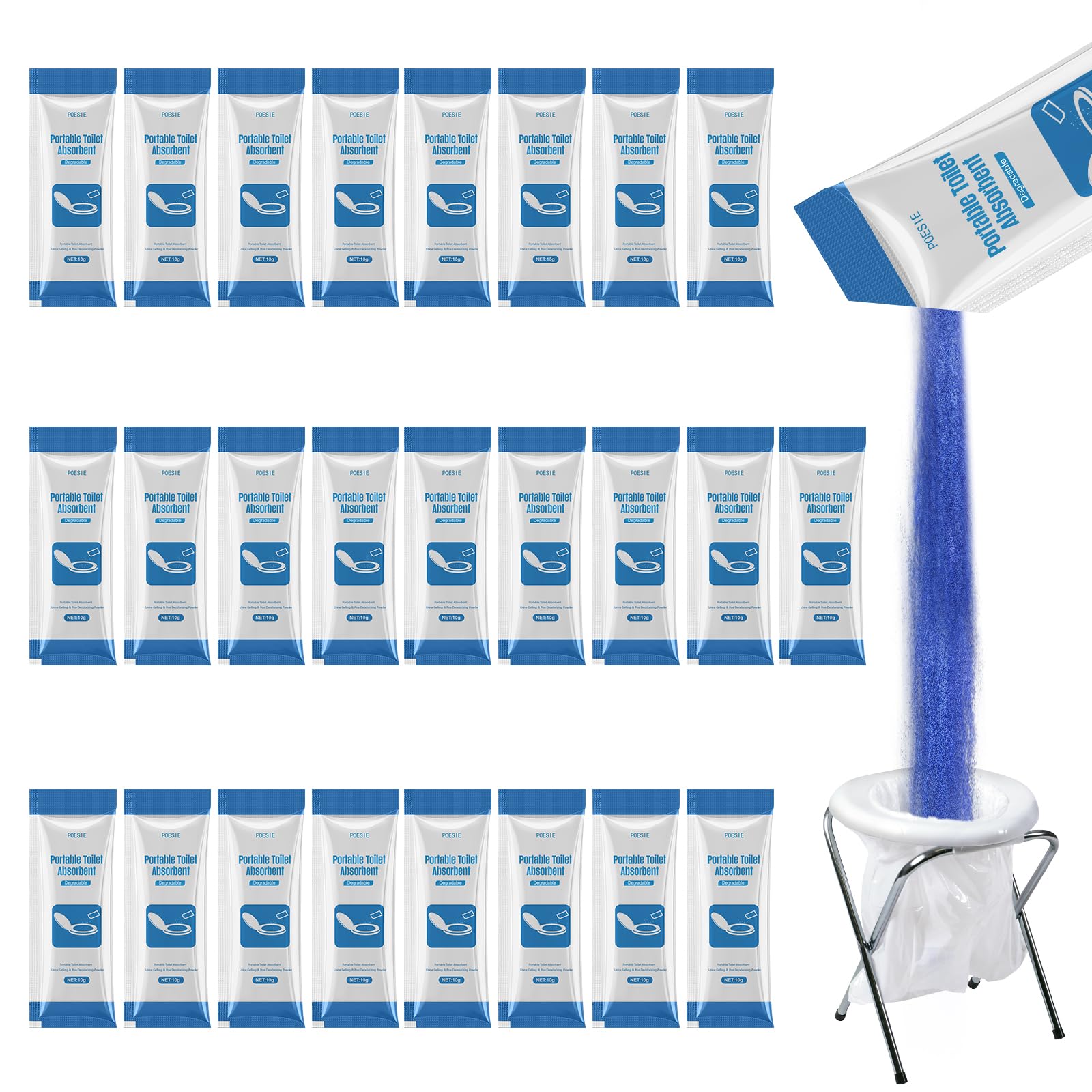 Photo 1 of Poesie Liquid Waste Gel for Portable Toilet 25 Packets Porta Potty Degradable Absorbent Gel Poo Urine Powder for Outdoor Recreation Camping Toilet Emergency Toilet Treatment Chemicals