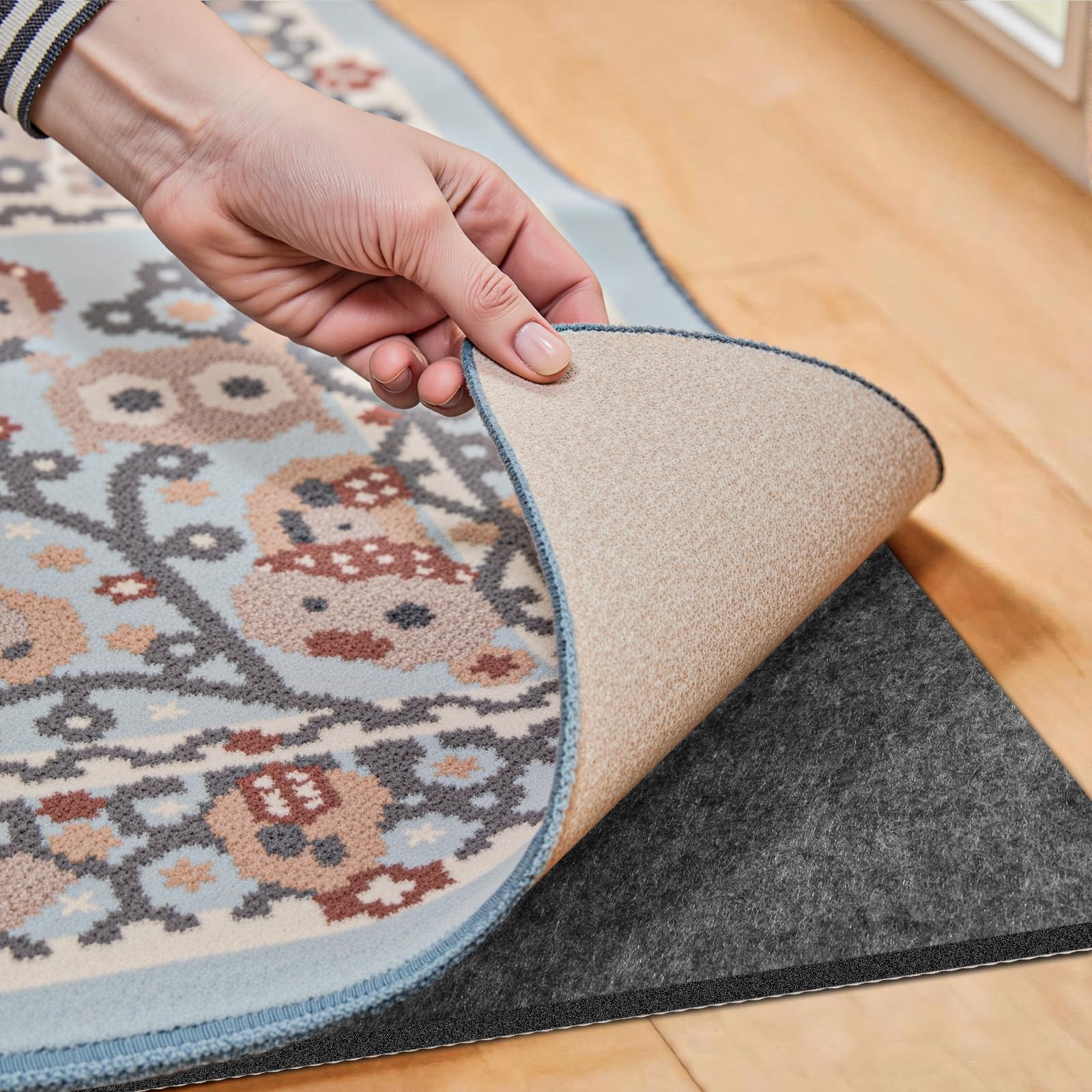 Photo 1 of Waterproof Rug Pad, Thick 4x6 ft Under Area Rug Carpet Pad, Non Slip Rug Pads for All Floors and Hardwood Floors Finishes, Keep Carpets in Place Soft and Prevent Rug from Wrinkling or Buckling