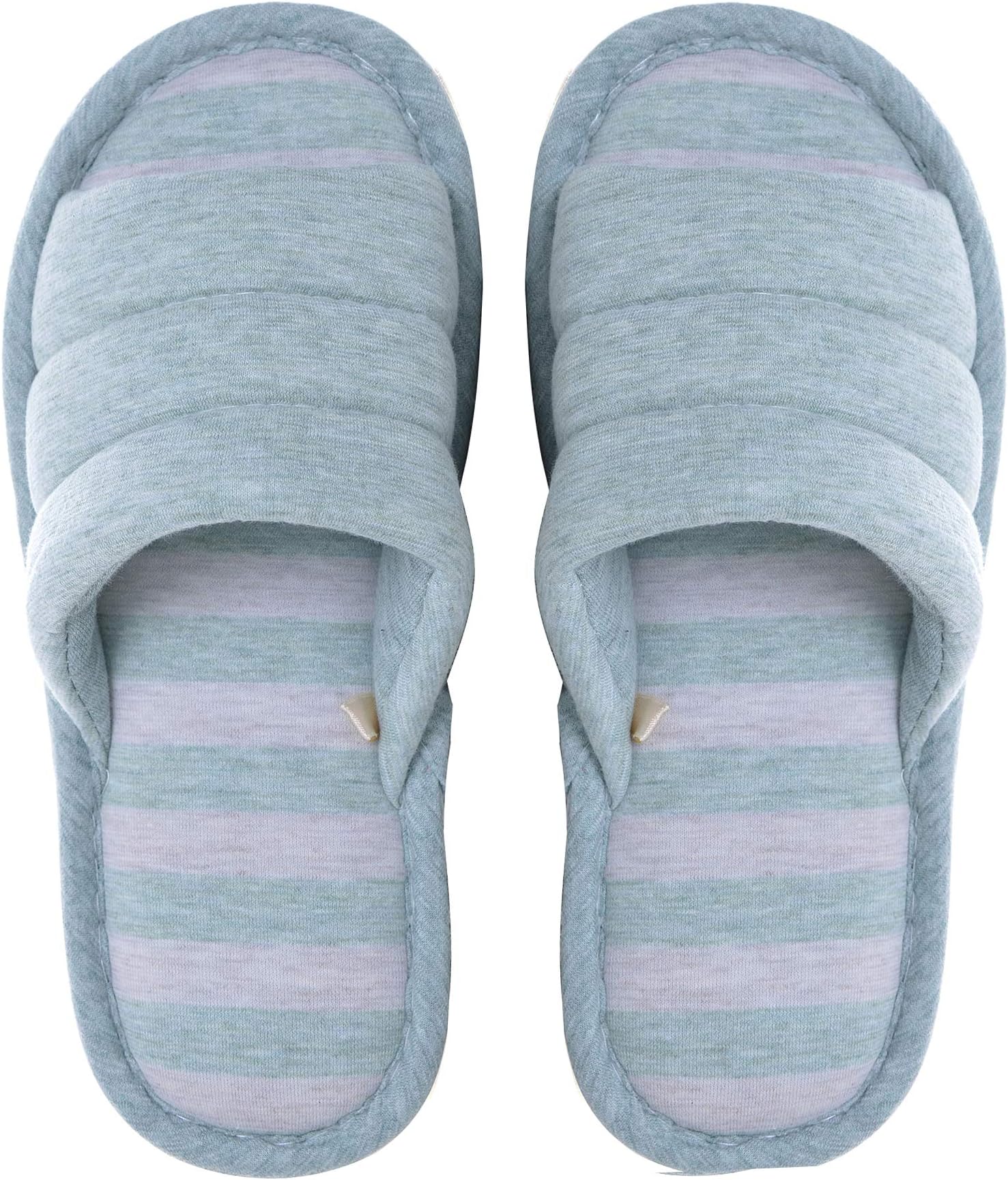 Memorygou Womens/Mens Home Slippers, Cotton and Linen Casual Indoor Outdoor Open-Toe Shoes Blue1 US 7-7.5