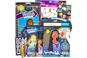 Disney Wish Coloring and Activity Book Set - Bundle with Asha and Star Imagine Ink, Play Pack, Stickers, More | Disney Wish Grab n Go Set for Kids