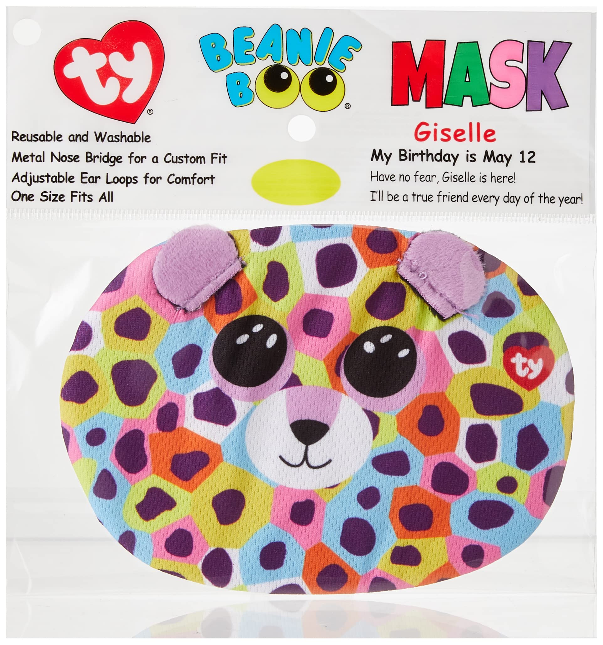 Ty UK Ltd Giselle Leopard Beanie Boo Face Mask, multicoloured, one size