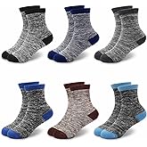 GENTABY Kids Thick Socks 6 Pairs Toddler Boys Girls Hiking Warm Socks Soft Thermal Cozy Crew Socks for Children Aged 3-14