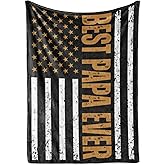 Papa Gifts from Grandkids, Grandchildren, Gifts for Grandpa, Throw Blanket for Grandfather, Presents from Granddaughters Grandsons for Father's Day, Birthday, Christmas - USA FLAG (50 x 65 inches)
