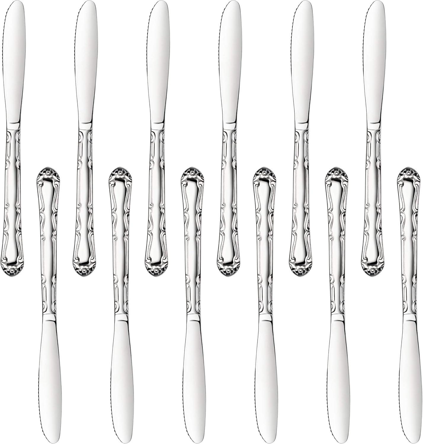 New Star Foodservice 58628 Rose Pattern, 18/0 Stainless Steel, Dinner Knife, 8.5-Inch, Set of 12: Kitchen & Dining